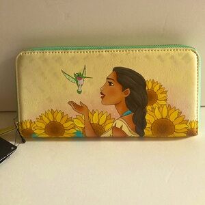 Loungefly Pocahontas Disney Princess Sunflower Women's Zip Around Wallet NWT